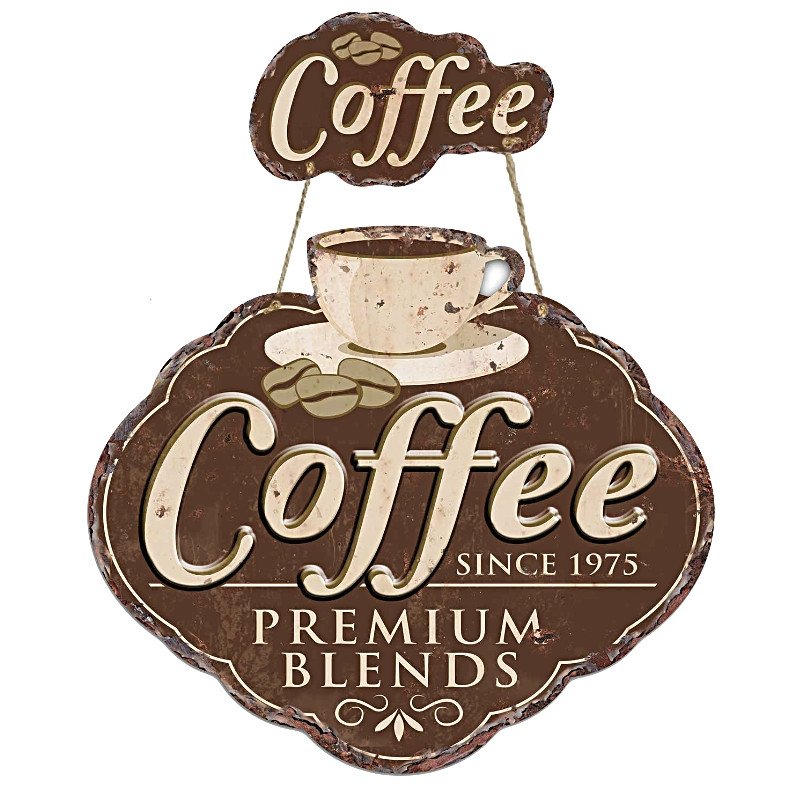 Plaque Décoration Mur Café Vintage Premium 30x26cm