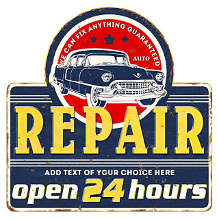 Plaque Décoration Garage 24H Premium 30x30cm