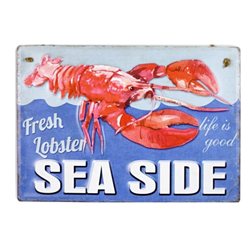 Plaque Décoration Vintage Homards Premium 30x40cm