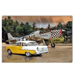 Plaque murale vintage Avions et voitures