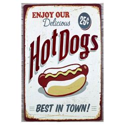 Plaque Métal Hot Dogs