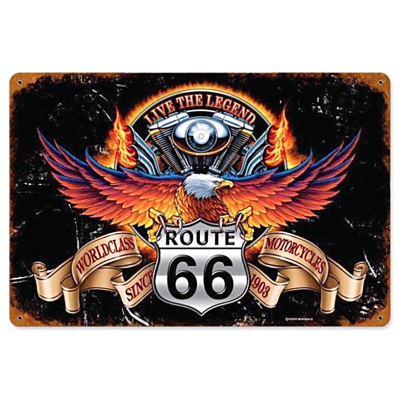 Plaque Vintage Route66 World Class -- 20x30cm
