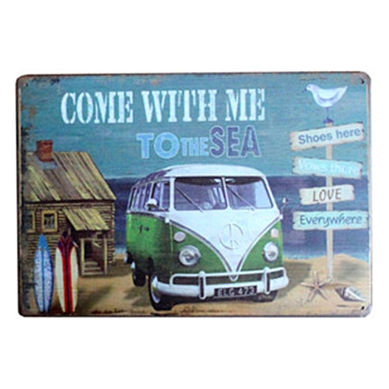 Plaque Rétro Viens à la Mer--20x30cm