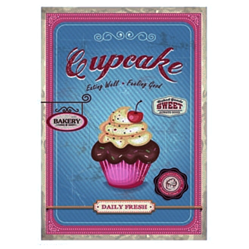 plaque metal cupcake retro -- 20x30cm