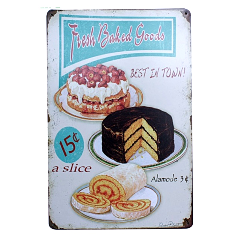 Plaque Vintage Gateau (Muffin, Cupcake) -- 20x30cm