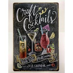 Plaque Vintage Craft Cocktails -- 20x30cm