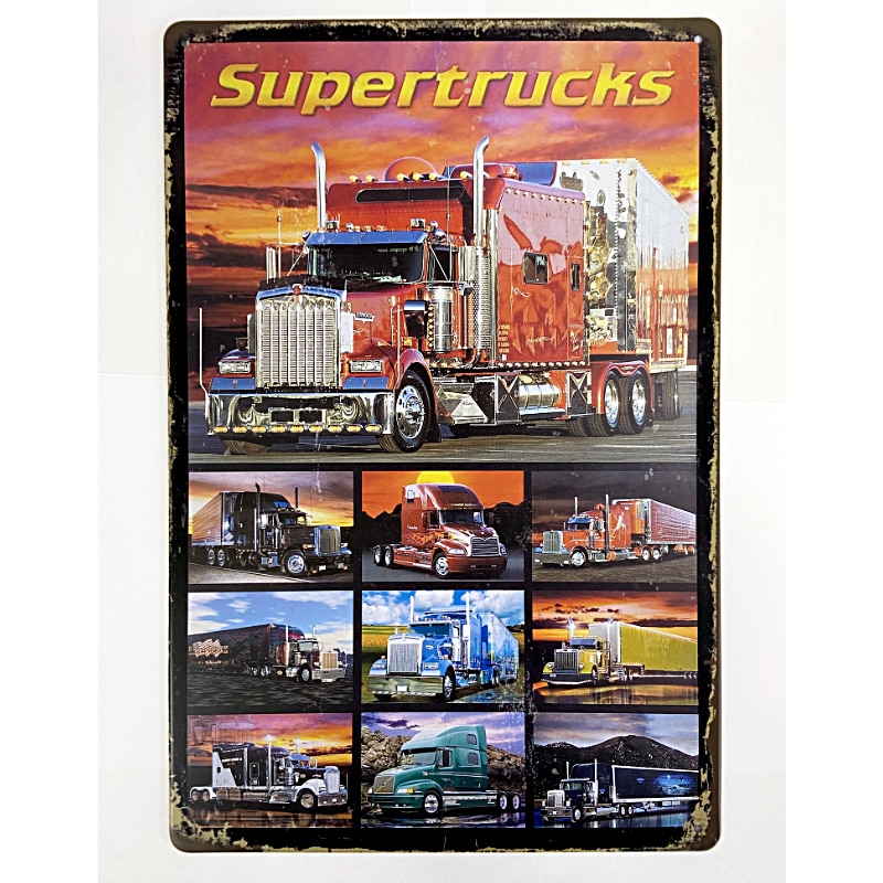 Plaque Vintage SuperTrucks -- 20x30cm