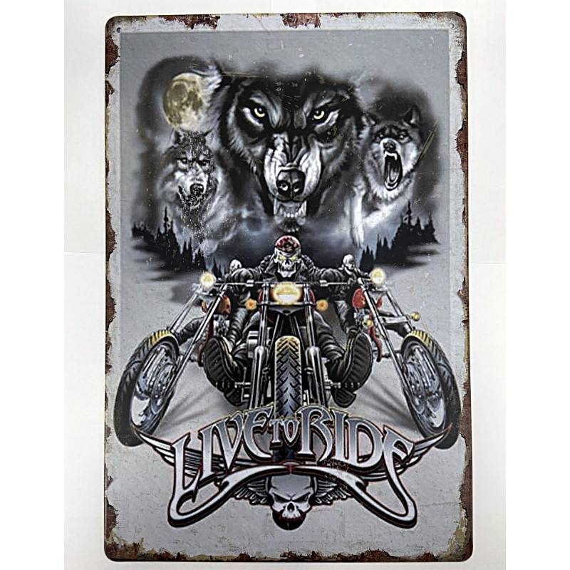 Plaque Vintage Biker Power-- 20x30cm