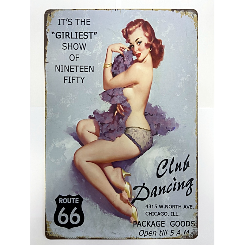 Plaque Vintage Club de Danse -- 20x30cm