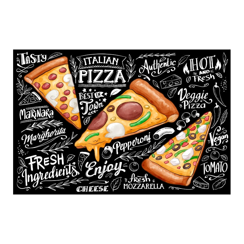 Plaque Vintage Pizza Américaine -- 20x30cm