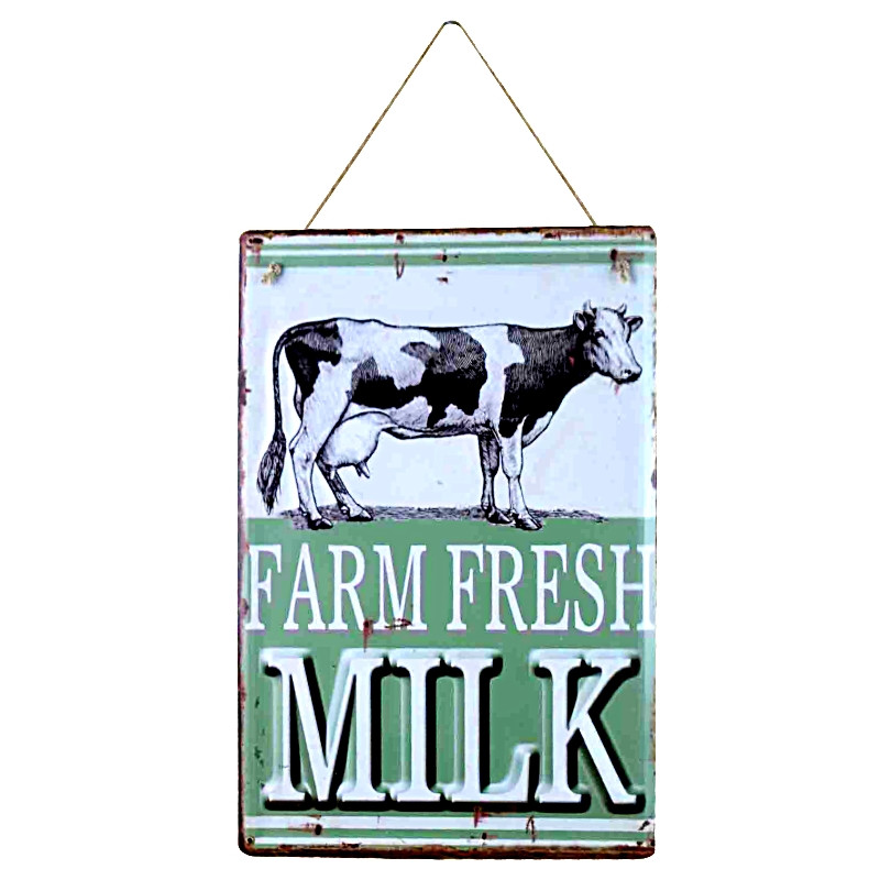 Plaque Vintage Lait de Ferme Premium 30x40cm