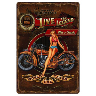 Plaque Déco Mur Ancienne moto et pin up -- 20x30cm