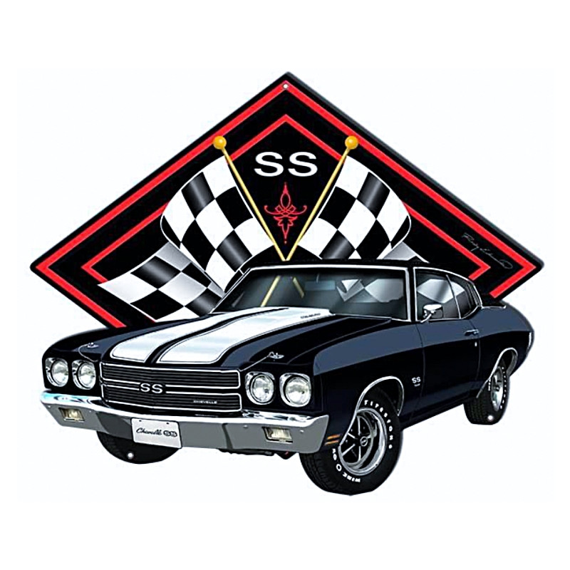 Plaque Murale Vintage Voiture USA Black