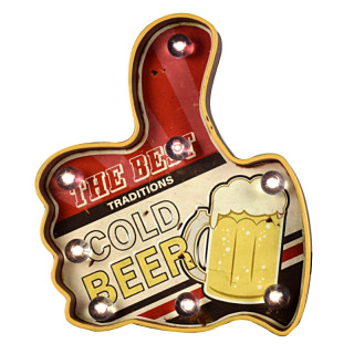 Plaque Métal Lumineuse Pouce "Bières"
