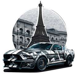 Plaque Vintage Paris Ford Mustang