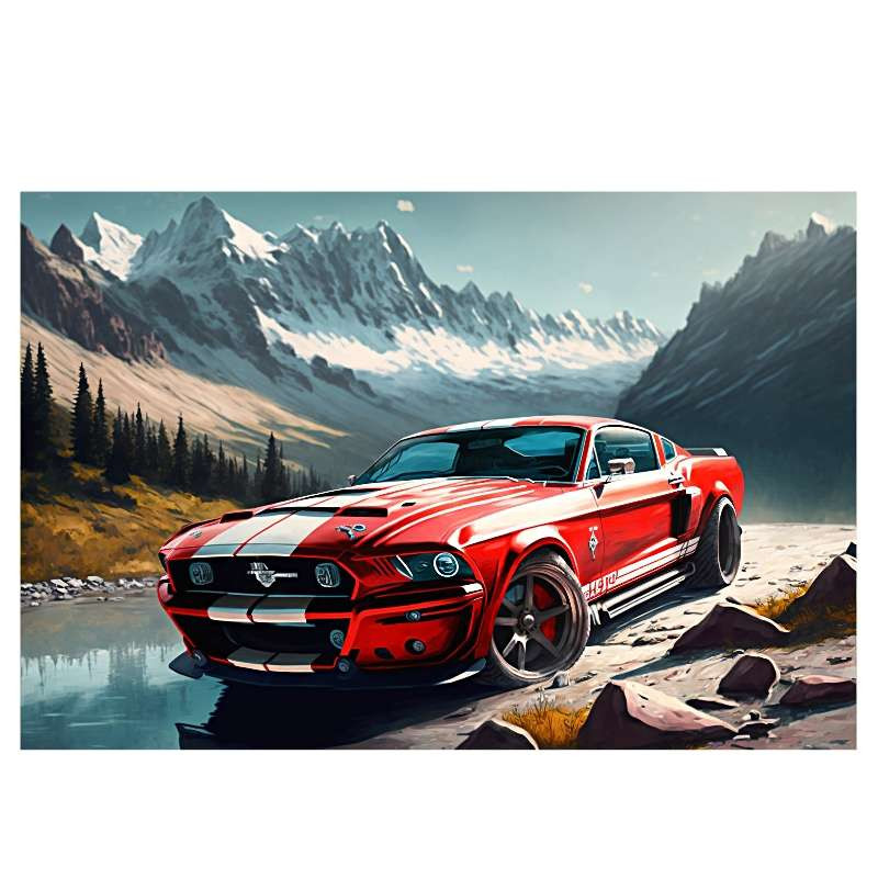 Plaque Murale Décoration Mustang Rouge