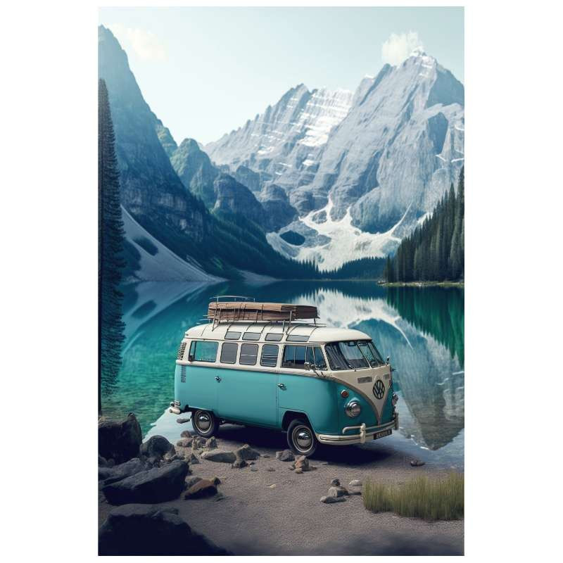 Plaque Décoration Relief Van Combi 30x40cm