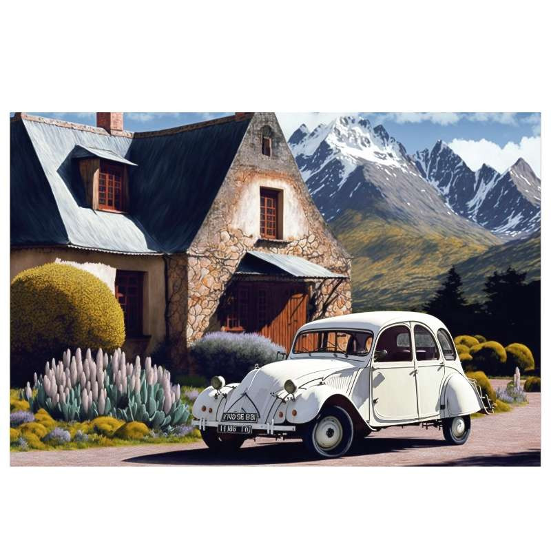 Plaque Décoration Relief 2CV Montagne