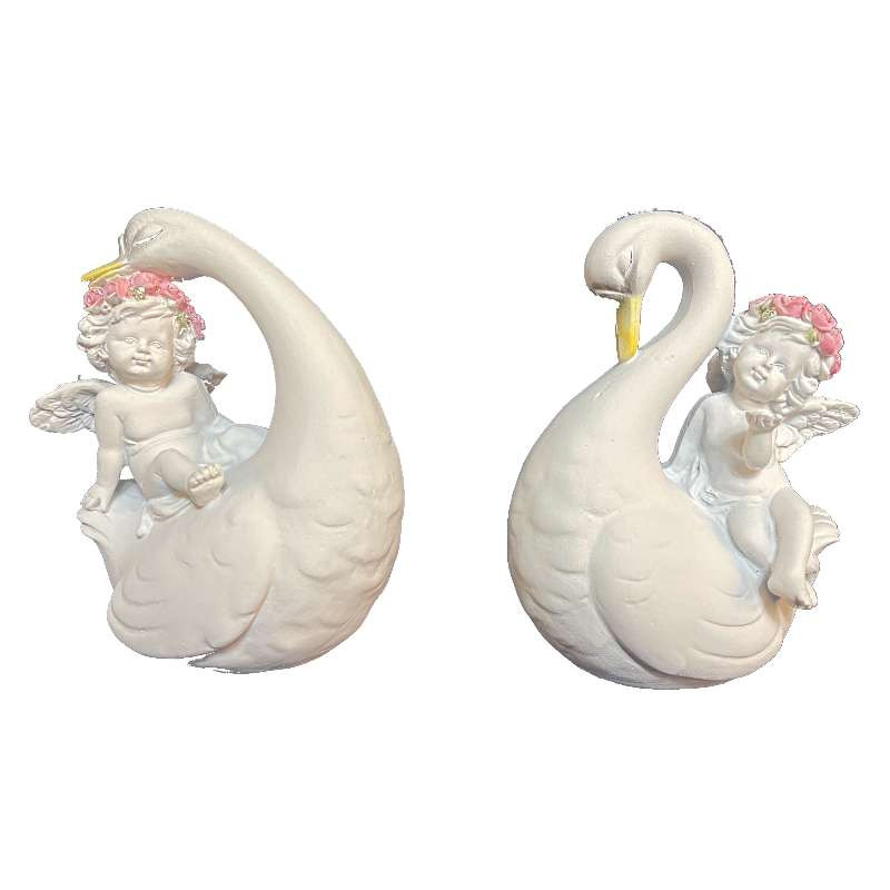 Figurines Anges Avec des Cygnes