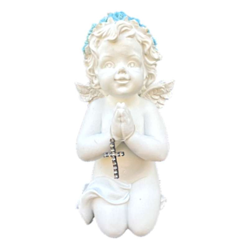 Statuette Ange Auréole Bleu priant