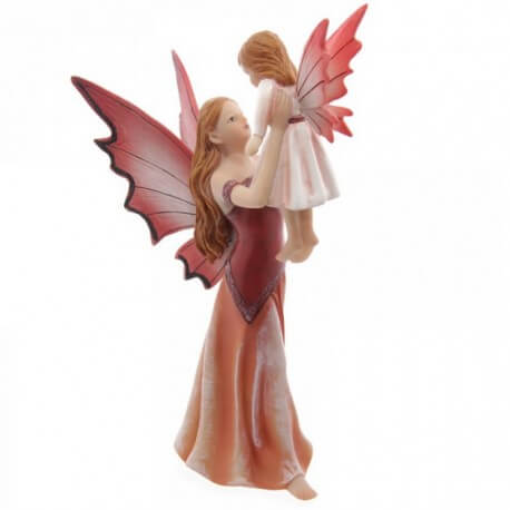 figurine de fée rouge avec un enfant