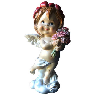 Statuette Ange Colorée avec Bouquet de FLeurs
