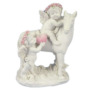 Statuette Ange avec son Cheval et son Coeur