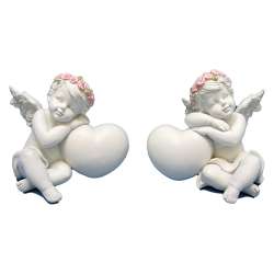 2 Figurines Anges Gardien Rose