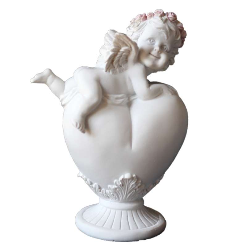 Statuette Ange En Résine - Décoration Intérieure - Blanc - Fabriqué En France