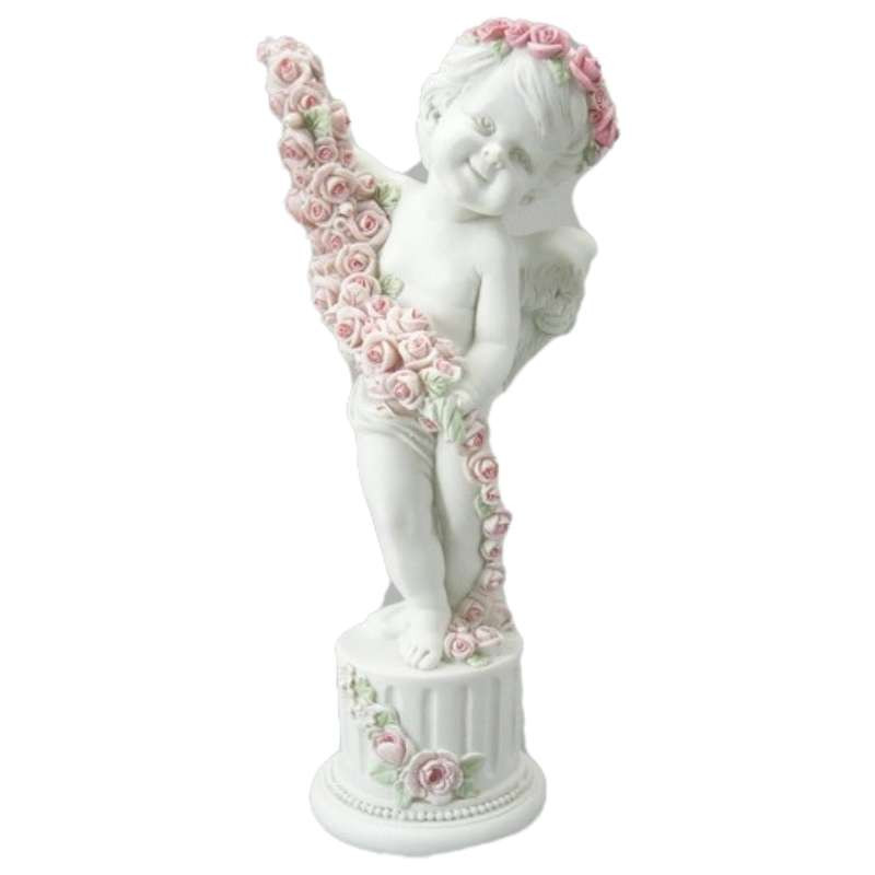 Statuette Ange et Guirlande de Fleurs