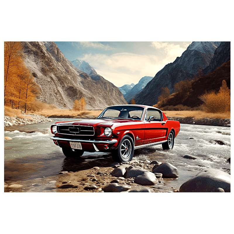 Plaque Décoration Murale Mustang Rouge