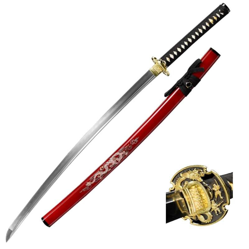 Katana Premium Forgé T10 Rouge et noir