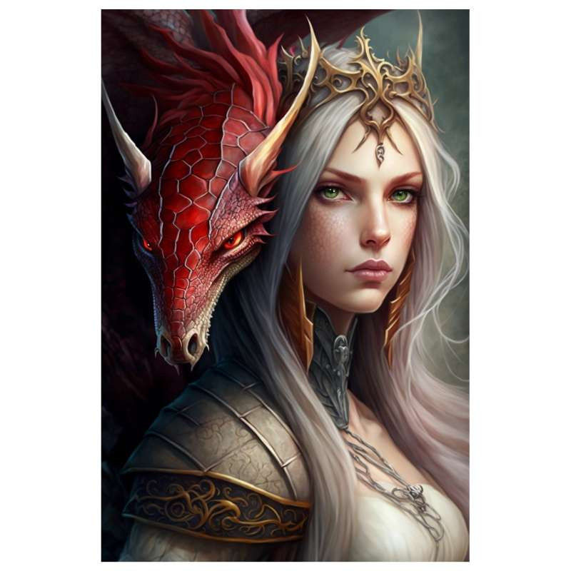 Plaque Décoration Murale Dragon et Elfes