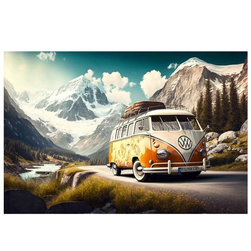 Plaque Décoration Van Combi Montagne