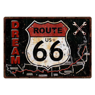 Plaque Décoration Route 66 Dream Premium 30x40cm