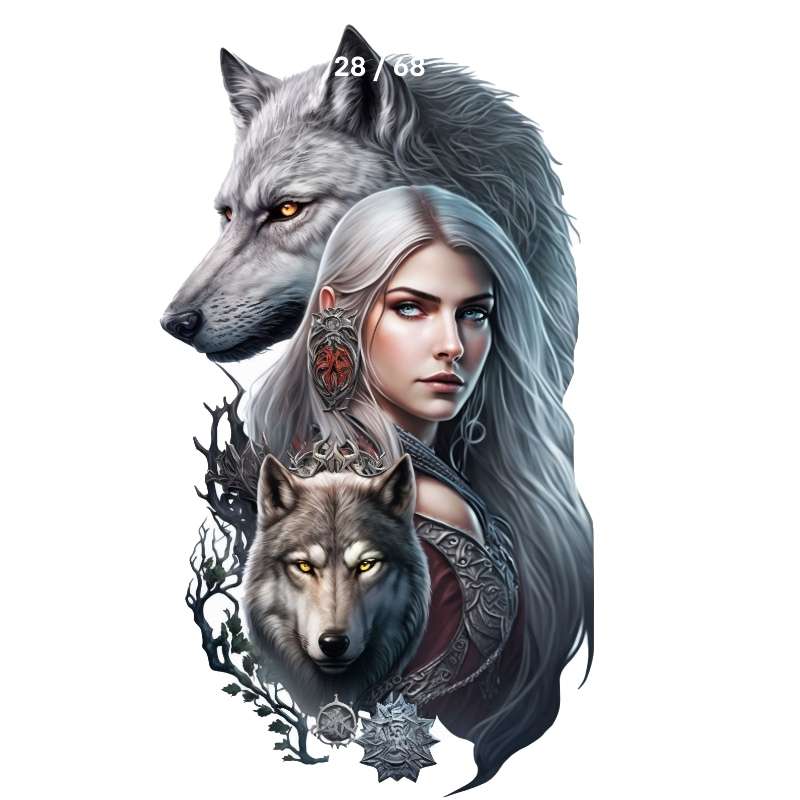 Plaque Métal Fée et 2 loups Légende