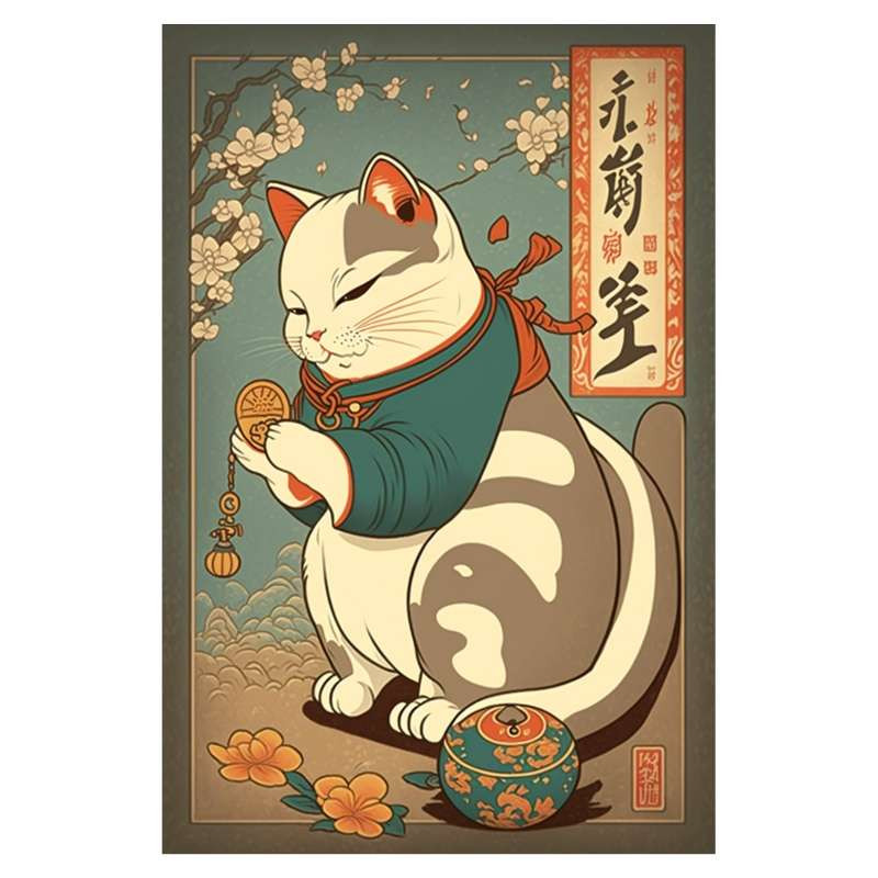 Plaque Relief Chat du bonheur