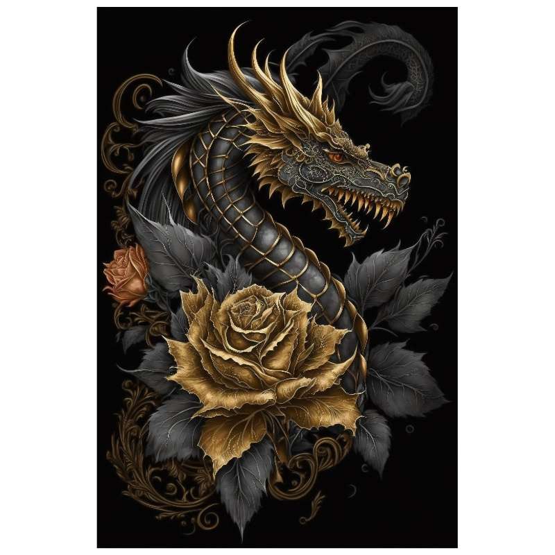 Plaque Fantasy Dragon Rose Gold
