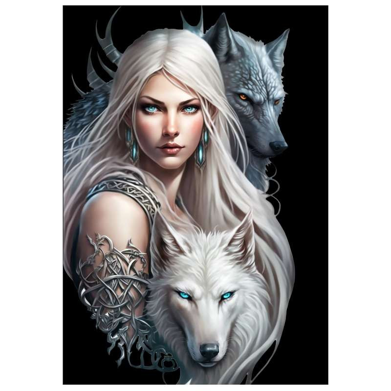 Plaque Relief Elfes et Loups Dark