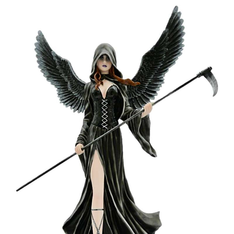 Statue fée Géante Noire avec une Faux -- 61cm