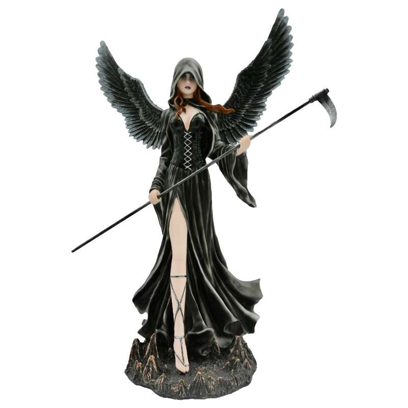 Statue fée Géante Noire avec une Faux -- 61cm