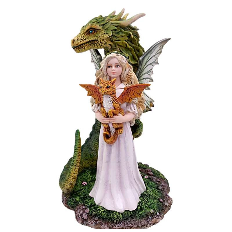 Statuette Fée et 2 dragons