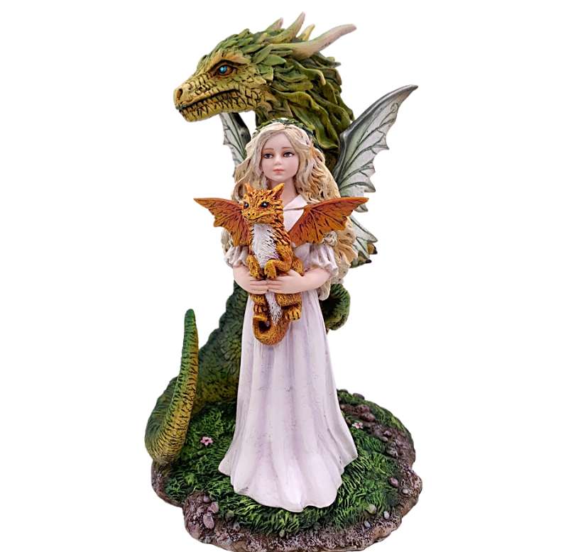 Statuette Fée et 2 dragons