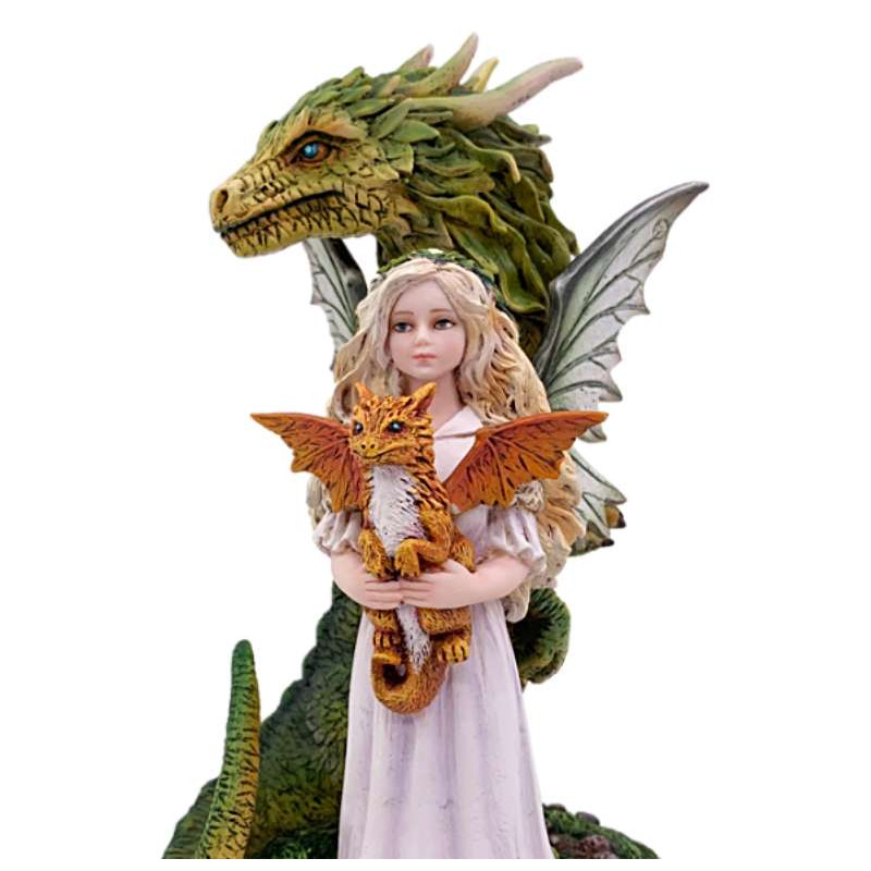 Statuette Fée et 2 dragons