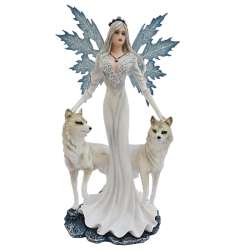 Statuette Fée Mimi 2 Loups Blancs
