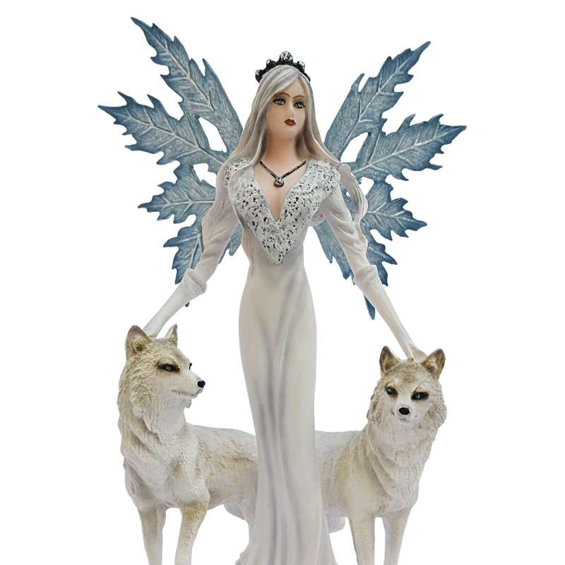 Statuette Fée Mimi 2 Loups Blancs