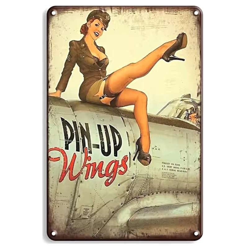 Plaque Rétro Pin Up Guerre