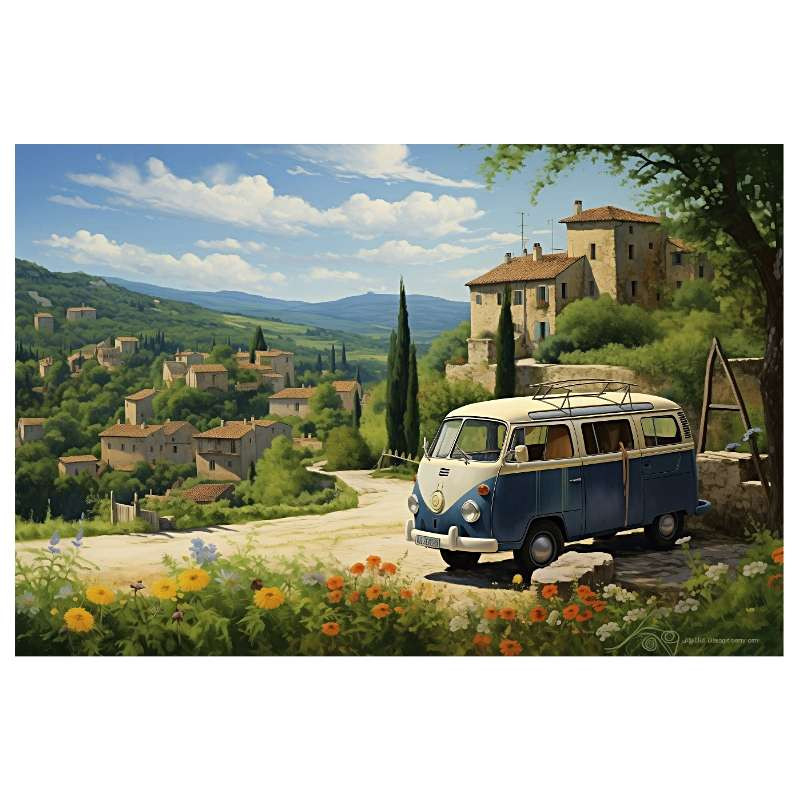 Plaque Rétro Van Champêtre