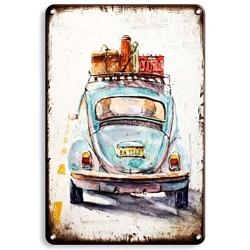 Plaque Rétro Voiture 2CV Voyage