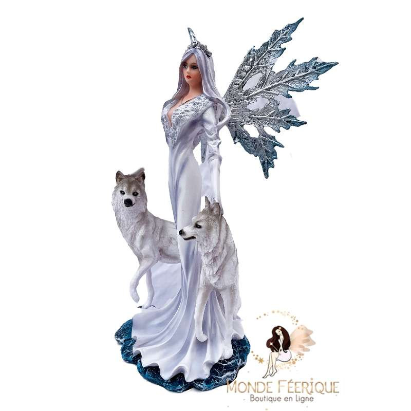 Statuette Fée Mimi 2 Loups Blancs